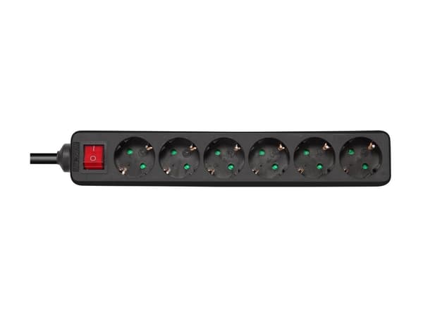 Deltaco GT-0660, 1,5 m, Sisätila, Musta, Universaali, 6 AC-pistorasia(a), 250 V