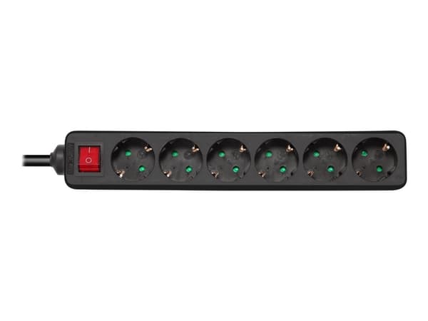 Deltaco GT-0660, 1,5 m, Sisätila, Musta, Universaali, 6 AC-pistorasia(a), 250 V