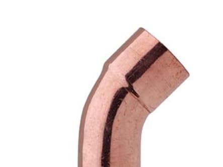 Frabo bøjning 45 gr. 1 1/8'' - Kobberfitting til lodning, Køl, 35,3 bar, Muffe/nippel