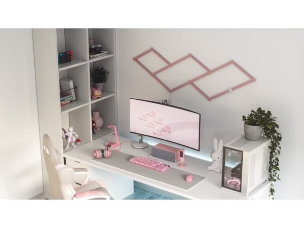 Nanoleaf Lines - Lett huddekke og monteringshettesett - mattrosa (en pakke 9)