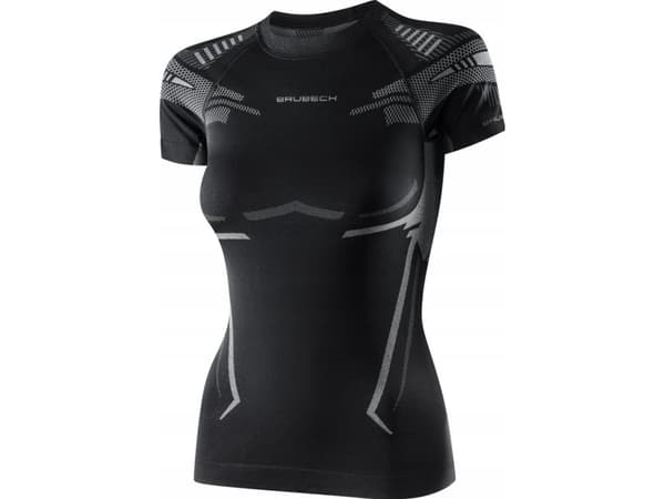 Brubeck SS13690 DRY T-skjorte for kvinner med korte ermer svart/grafitt M