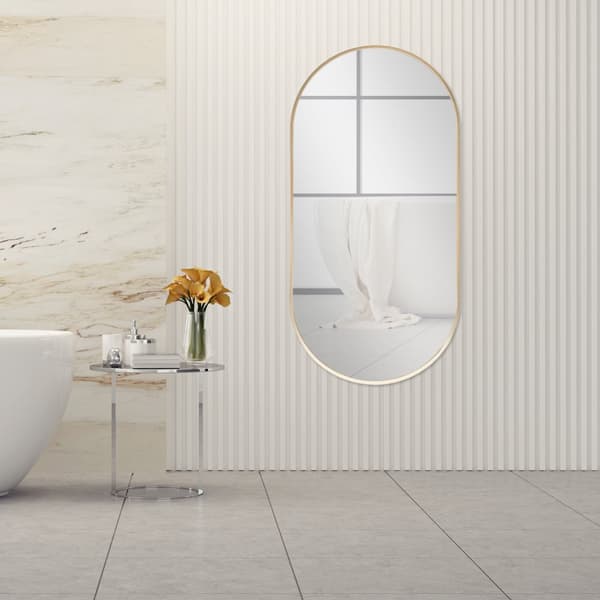 Väggspegel Corato 40x80 cm guld oval [en.casa]