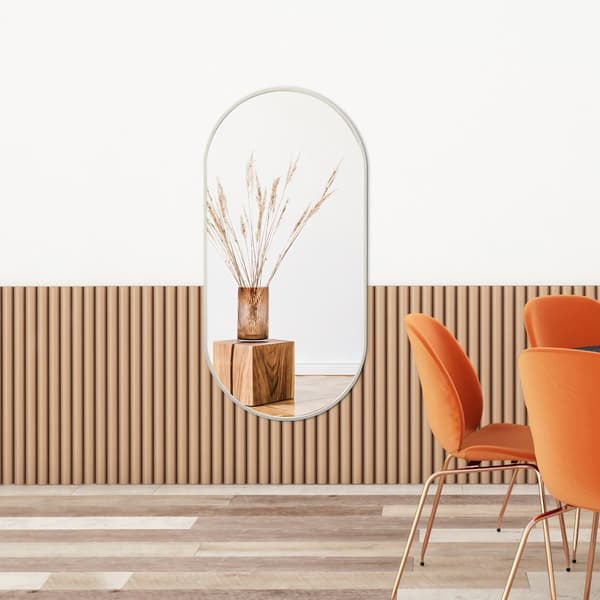 Väggspegel Corato 40x80 cm vit oval [en.casa]