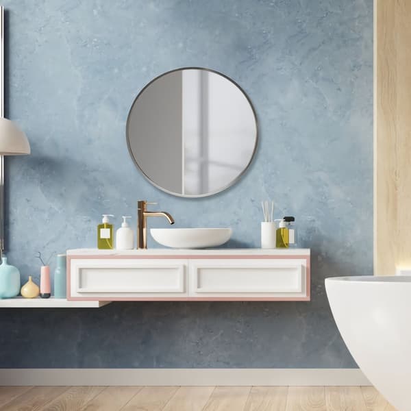 Väggspegel Modugno Ø50 cm rund silver [en.casa]