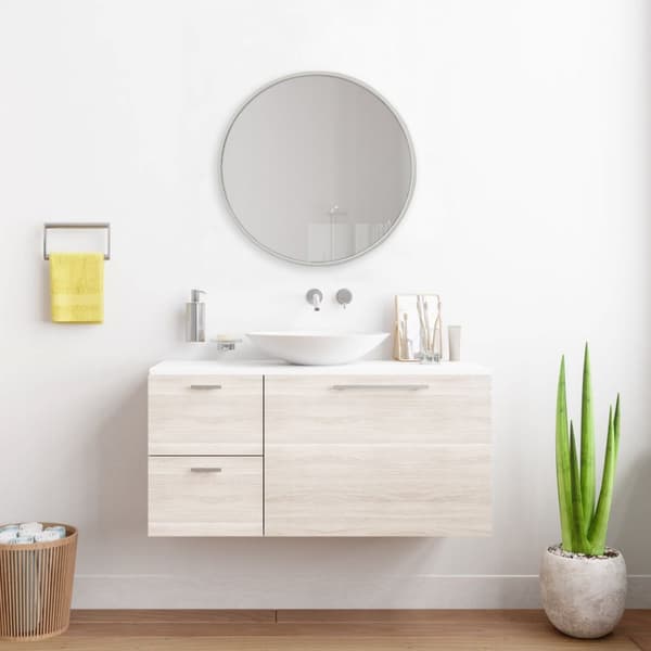 Väggspegel Modugno Ø60 cm rund vit [en.casa]