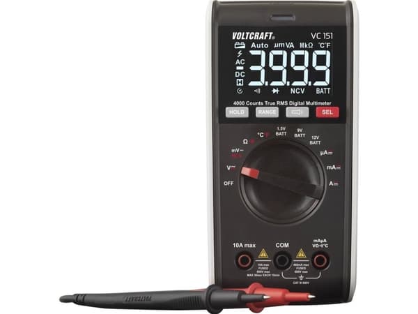 VOLTCRAFT VC151 Hånd-multimeter Kalibreret (ISO) digital CAT III 600 V Visning (counts): 4000
