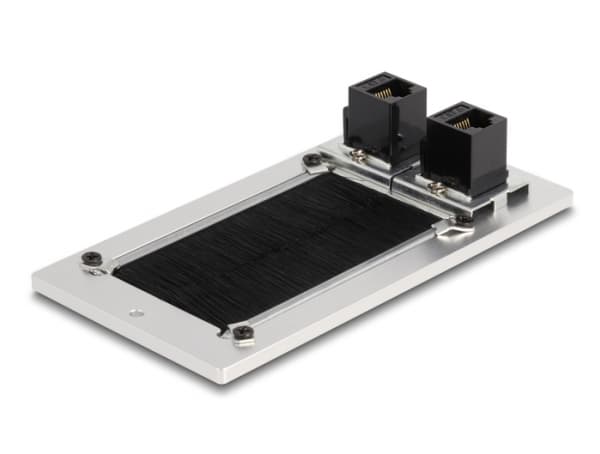 DeLOCK 66896, 2 x RJ-45, Musta, Valkoinen, Alumiini, 70 mm, 130 mm, 5 mm