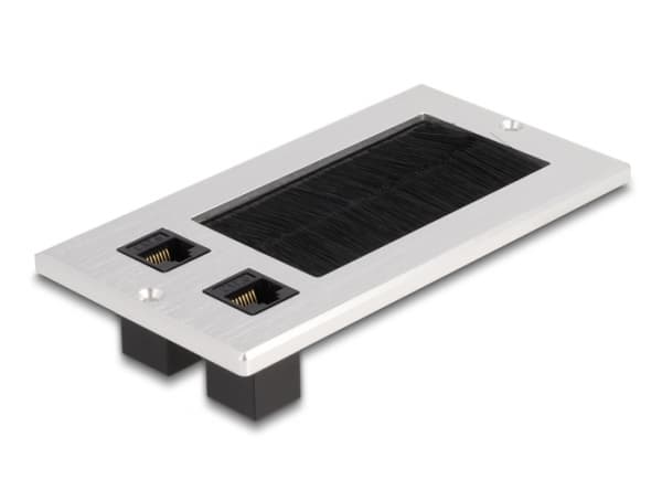DeLOCK 66896, 2 x RJ-45, Musta, Valkoinen, Alumiini, 70 mm, 130 mm, 5 mm