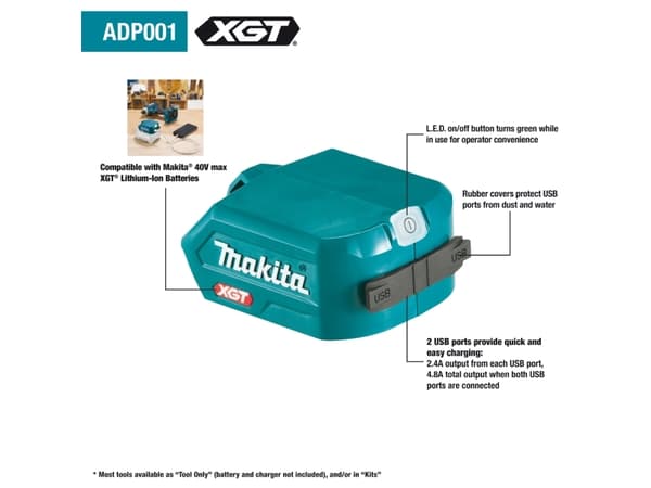 Makita XGT - Strömförsörjningsbank - 4.8 A - 2 utdatakontakter (USB) - för Makita XGT BL4025; XGT BL4025