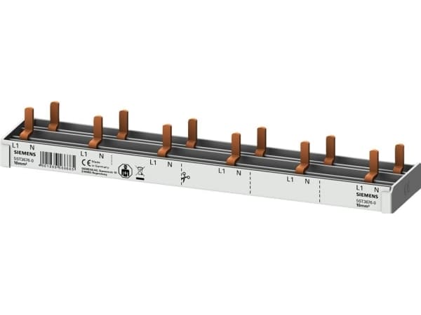 Kytkentäväylä 1P+N 10mm2 nasta 12 modulaarinen 6x (AFDD 5SM6 + 6x 5SV1 / 5SL60) täysi eristys 5ST3676-0