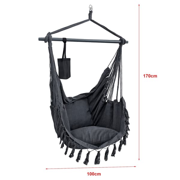 Hängstol Aranga med 2 dynor 150x120 cm mörkgrå [en.casa]