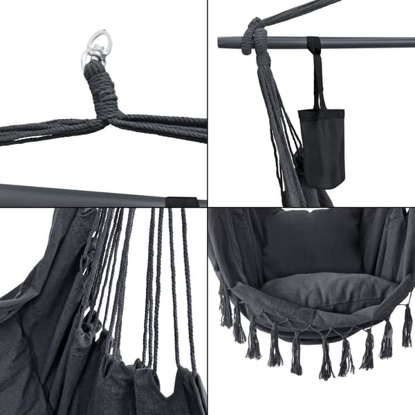 Hängstol Aranga med 2 dynor 150x120 cm mörkgrå [en.casa]