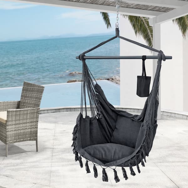 Hängstol Aranga med 2 dynor 150x120 cm mörkgrå [en.casa]