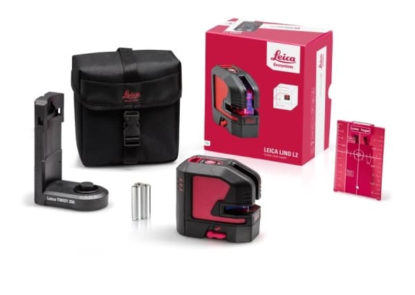 Leica Lino L2, 25 m, 0,2 mm/m, 4°, 80 m, Horisontal/vertikal, Rød