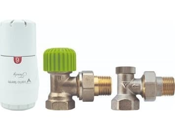 Vario Term Econ angular radiator set with Trendy GS.05-106C head + heating valve + return valve