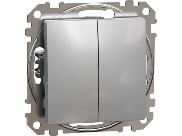 Schneider Electric, Sedna Design and Elements, Kaksinkertainen kaksisuuntainen kytkin, hopea alumiini, SDD113108