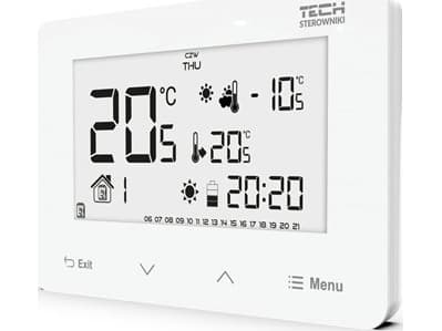Tech Wireless huoneohjain ST293V2 kaksitilainen (lasinen etupaneeli) valkoinen