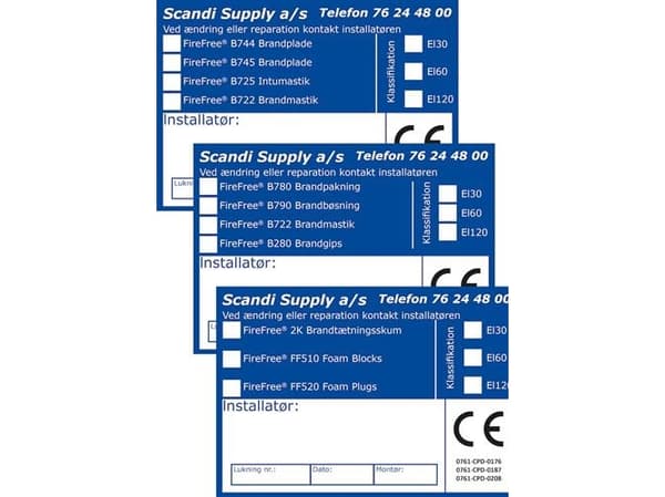 SCANDI SUPPLY Labels til brandgennemføringer i væg og etageadskillelser. Pakke á 10 stk