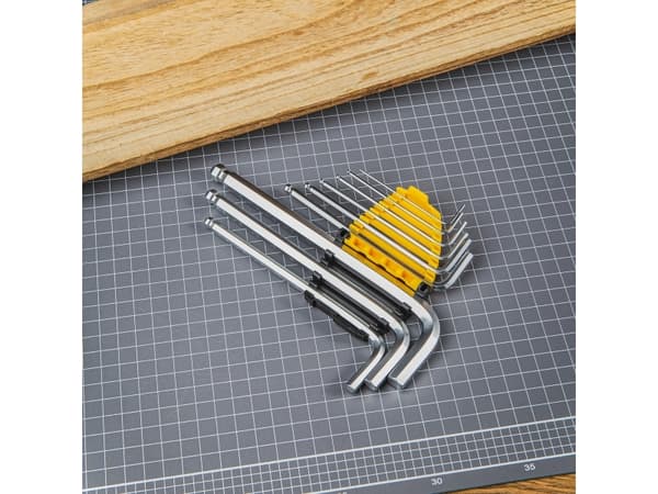 Deli Tools EDL3088, L-muotoinen kuusiokoloavainsetti, Metrinen, 9 kpl, Kromivanadiini-teräs, 1.5,2,2.5,3,4,5,6,8,10 mm, Kromi