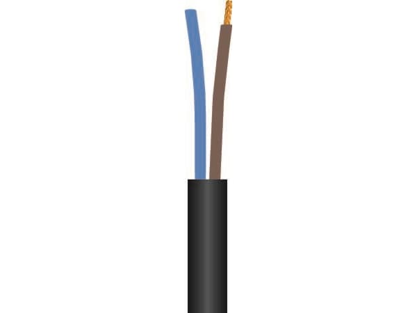 Gummikabel 2x1 mm² H07RN-F sort 450/750V ring med 100 meter, kabeldiameter 7,8 mm - (100 meter)