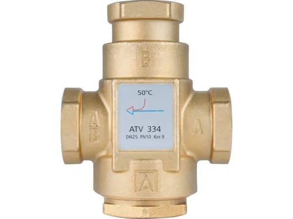 Afriso ATV 334 temperaturventil, DN25, Rp1", kvs 9, 50°C