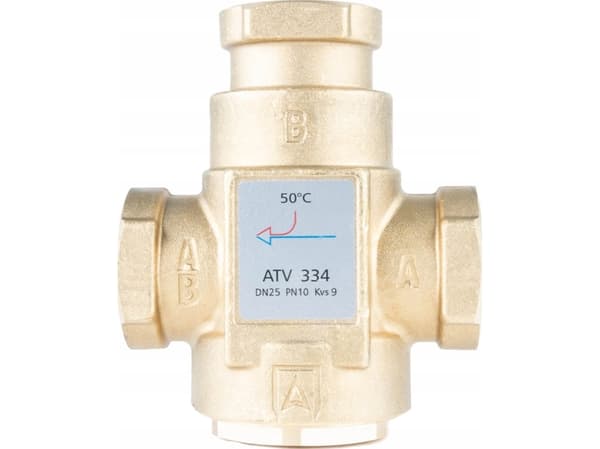Afriso ATV 334 temperaturventil, DN25, Rp1", kvs 9, 50°C