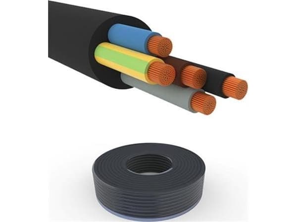 Gummikabel 5G6 mm² H07RN-F sort 450/750V ring med 40 meter, kabeldiameter 17,9 mm