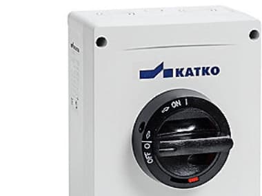 Reparationsafbryder Katko i polycarbonat 3pol 63A grå/sort med 2xM32 forskruninger