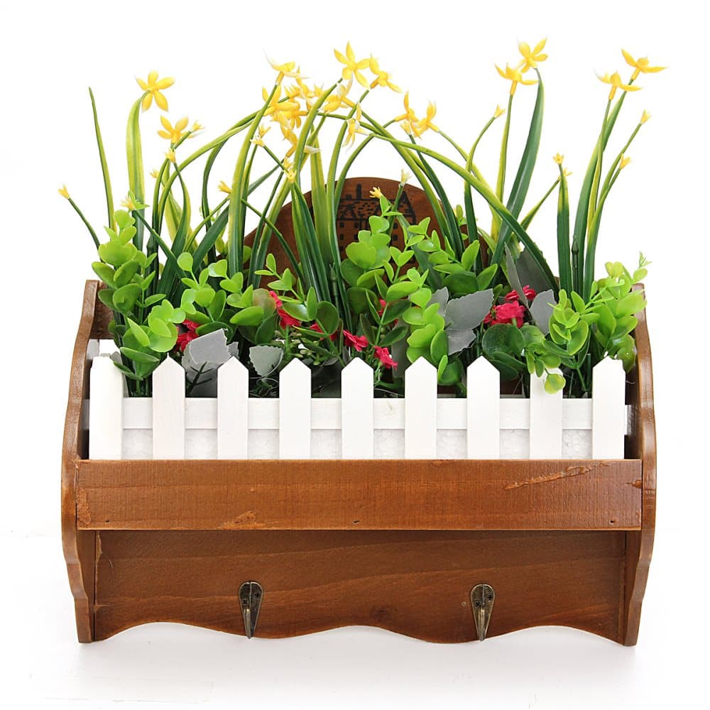 Vintage trä Postnyckelhållare Väggmonterad krokhängare Hall Organizer