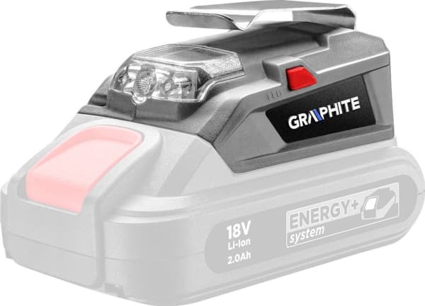 Grafitt Oppladbar lommelykt 18V Li-lon Energy+ med USB-utgang 58G025
