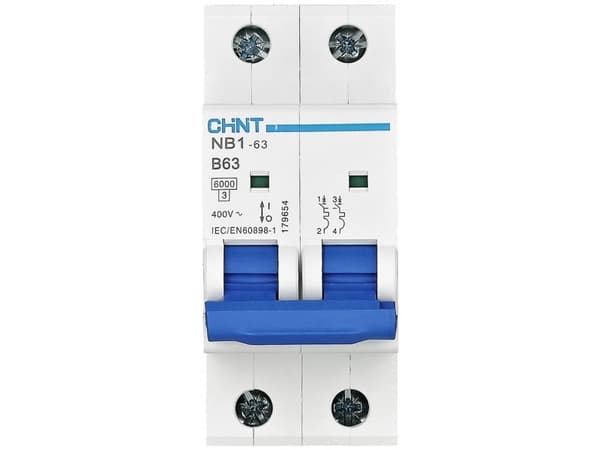 Chint 179652 NB1-63 2P B50 6kA DB Ledningssikkerhedsafbryder 2-polig 50 A 240 V, 415 V