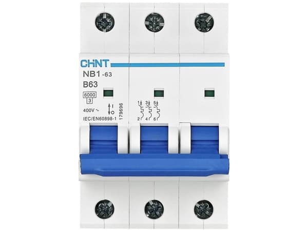 Chint 179696 NB1-63 3P B63 6kA DB Ledningssikkerhedsafbryder 3-polig 63 A 240 V, 415 V