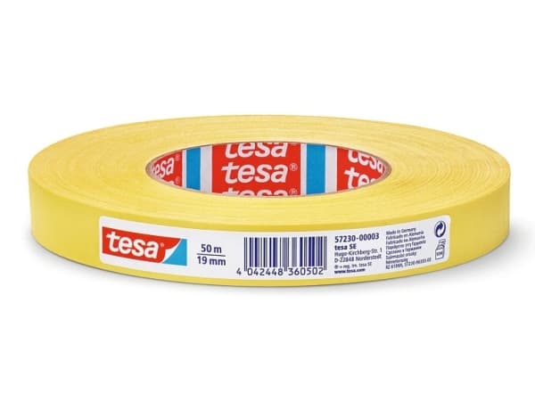 TESA 57230-00003-02, Gul, Buntning, Färgkodning, Fastsättning, Hantverk, Märkning, Reparation, Stärkande, 50 m, 19 mm, 1 styck