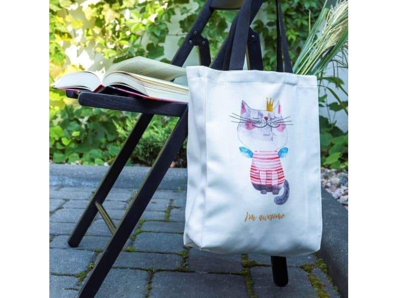 Cozywood Shopping bag with a pocket. Cat Shopper