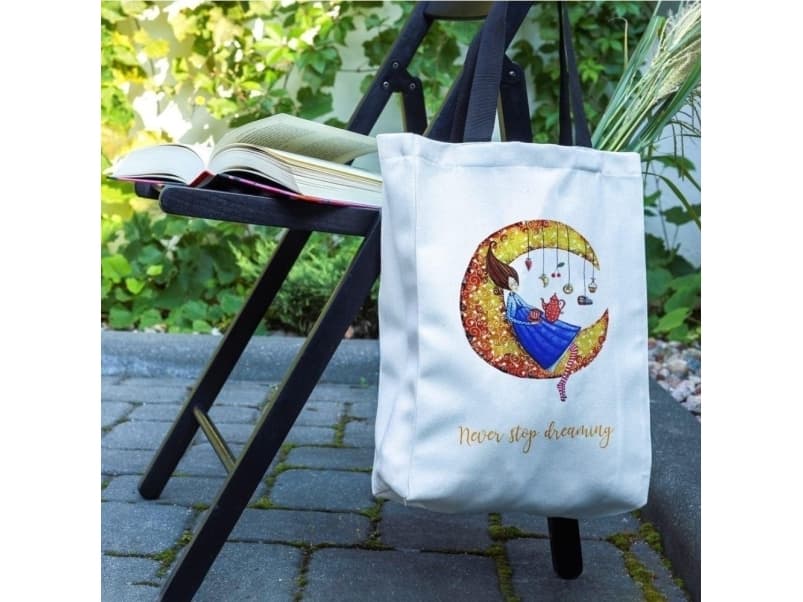 Cozywood Shopping bag with a pocket Moon Shopper
