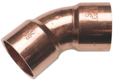 SANHA böjning 45 gr. mf/mf 1 1/8 - kopparfästen för lödning. Industriell kylning - 130 bar (CuFe)