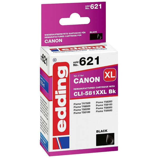 Edding Bläck Ersätter Canon CLI-581BK XXL Kompatibel Foto Svart EDD-621 18-621