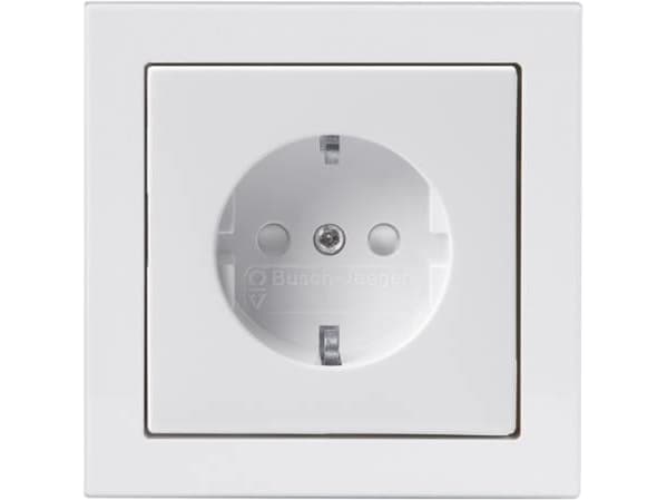 FIX-PRO ABB Impressivo Enstaka uttag, komplett med lock och ram vit högglans (RAL9016), 16A 250V, Schuko och säkringsskydd