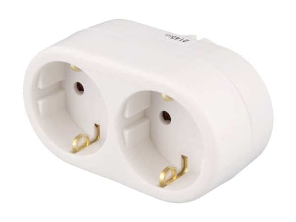 DELTACO - Effektband - jordad - AC 250 V - 3680 Watt - ingång: CEE 7/4 - utgångskontakter: 2 (2 CEE 7/3) - vit