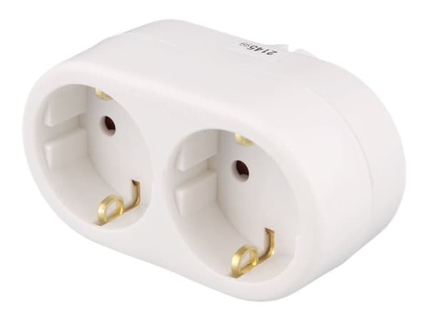 DELTACO - Effektband - jordad - AC 250 V - 3680 Watt - ingång: CEE 7/4 - utgångskontakter: 2 (2 CEE 7/3) - vit