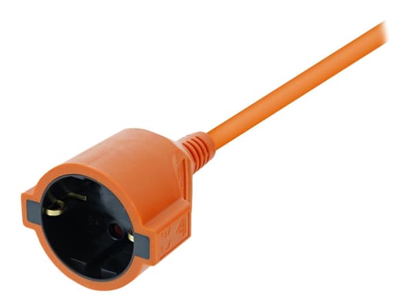 DELTACO - Förlängningskabel för ström - power CEE 7/7 (hane) till power CEE 7/3 (hona) - AC 250 V - 16 A - 20 m - inomhus, jordad - orange