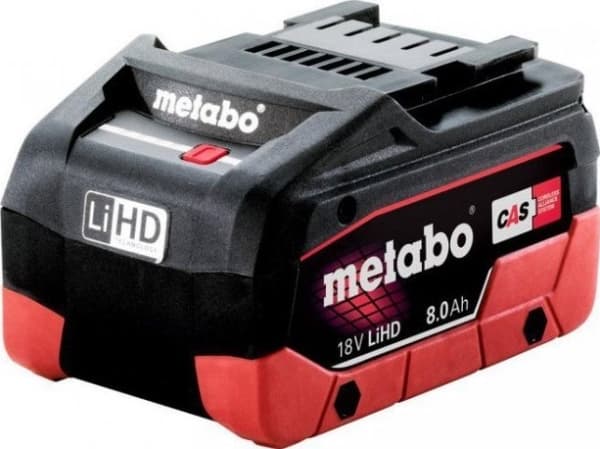 Metabo 625369000, Batteri, Lithium-ion High Density (LiHD), 8 Ah, 18 V, Metabo, Svart, Röd
