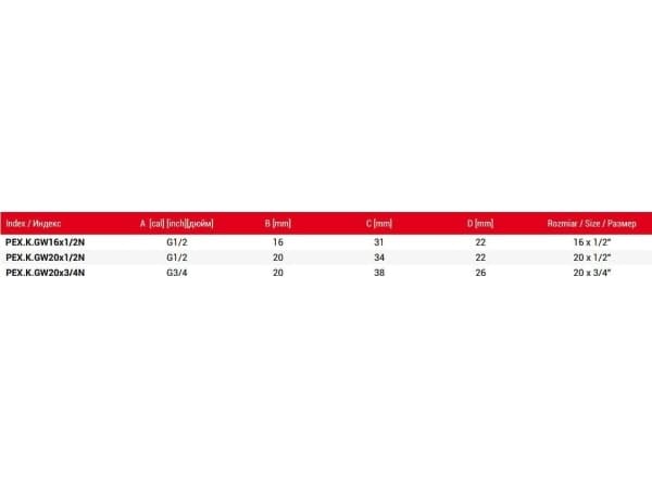 Hydroland PEX.K.GW16X1/2N VEGGALBUE 16X1/2 GW PEX SKRUET // PX-R.KOSC.16X1/2