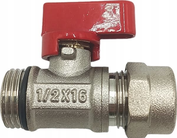 Hydroland Z.KUL.PEX.CZ palloventtiili MINI PEX 1/2GZX16X1/2" PUNAINEN // PX-ZKW-MINI-PEX-C