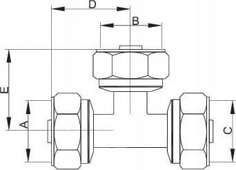 Hydroland PEX.TR.20X16X20 RØD TEE 20X16X20 PEX SKRUET // PX-R.TR.20X16X20