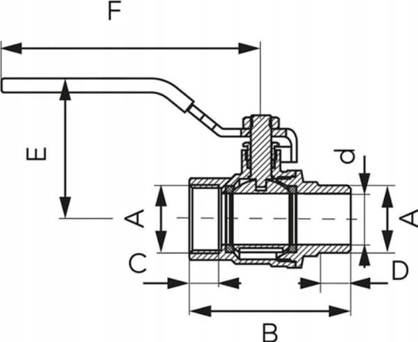 Ferro KFP11 KULEVENTIL. VANN MED 1/2'' HÅNDTAK NAKR-WKR, F-POWER // ZKW-15-WN-R-FER-POWER