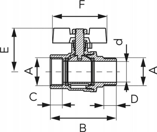 Ferro KFPM21 BALL VALVE WATER BUTTERFLY 3/4 '' NAKR-WKR, F-POWER // ZKW-20-WN-M-FER-POWER