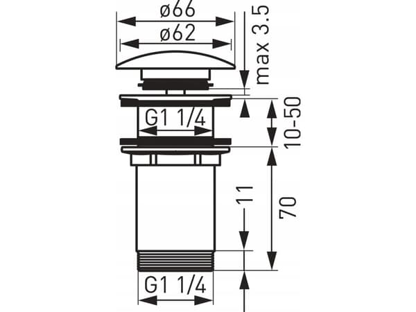 Ferro S285B-BL-B SPUST/KLIK-KLAK ROTONDO utan bräddavlopp LARGE G5/4 BLACK BLISTER FERRO // S.SPUST.KLIK-KLAK-F-S285B-BL-B