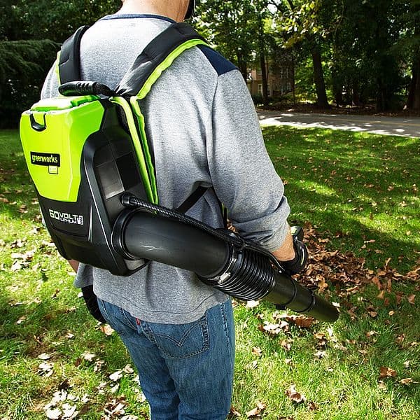 Greenworks GD60BPB, Lövblås med ryggsäck, Batteri, 225 km/t, 15,3 m³/h, Svart, Grön, 3,75 kg