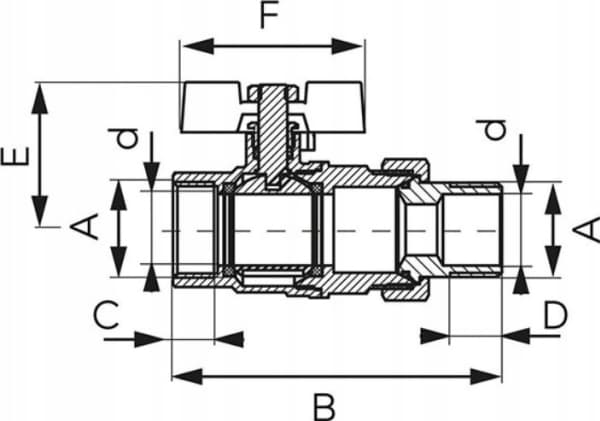 Ferro KFPS2 vattenspjällventil 3/4'' NAKR-WKR skruv, F-POWER
